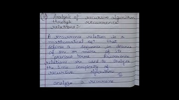 //analysis of recursive algorithm through recurrence relation//#btech