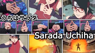 【BORUTO】うちはサラダ　火遁・豪火球の術／ナルト忍術の印を完全再現　Sarada Uchiha - Katon: Gōkakyū no Jutsu　新旧の印の結びの違い【NARUTO】