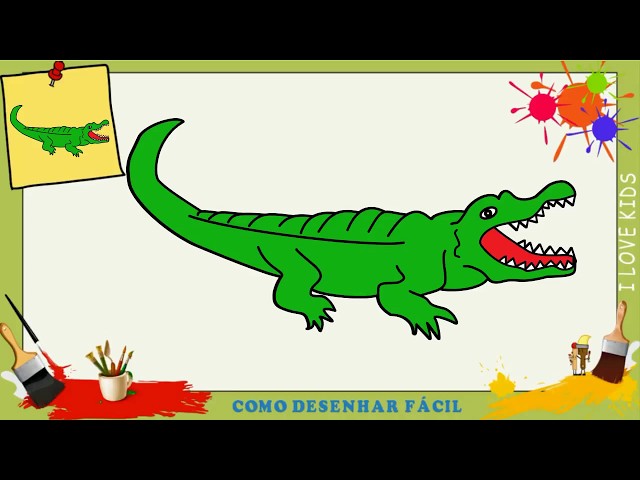 Como Desenhar a Ilustração Passo a Passo Do Desenho Do Crocodilo