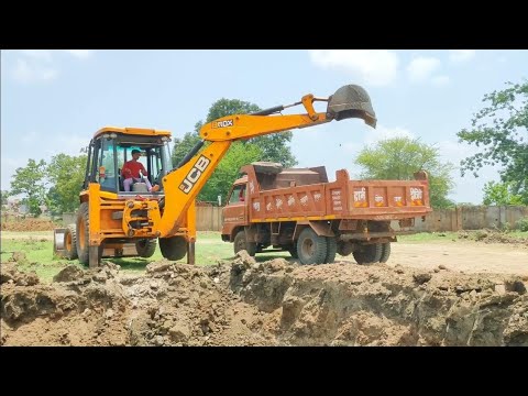 JCB MACHINE loading || jcb soil loading || jcb cutting soil || jcb ...