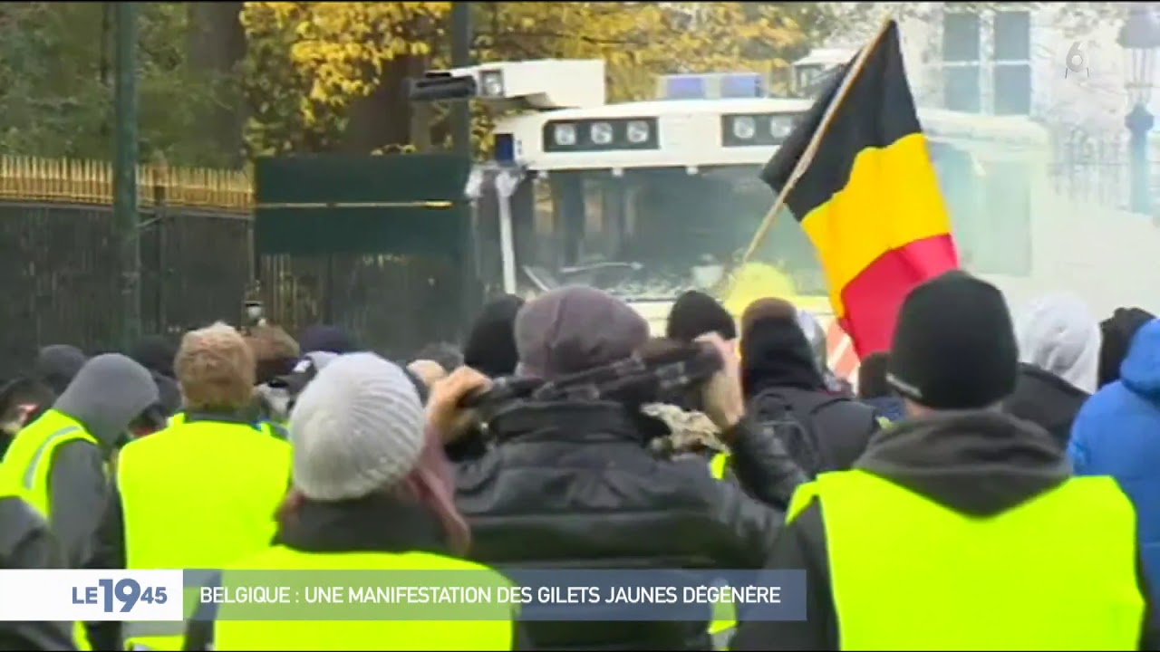 Belgique : une manifestation de gilets jaunes dégénère - YouTube
