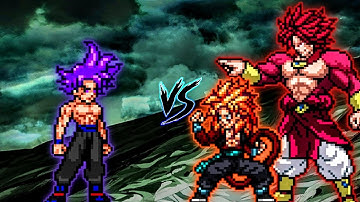 Goku 1000 Yr Old OP VS Xeno Gogeta SSJ4 OP & Limit Break Broly SSJ4 OP in Jump Force Mugen