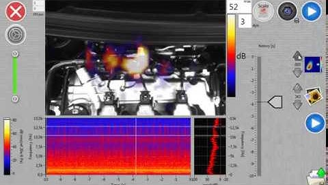 reaction of injectors acoustically displayed by an acoustic camera