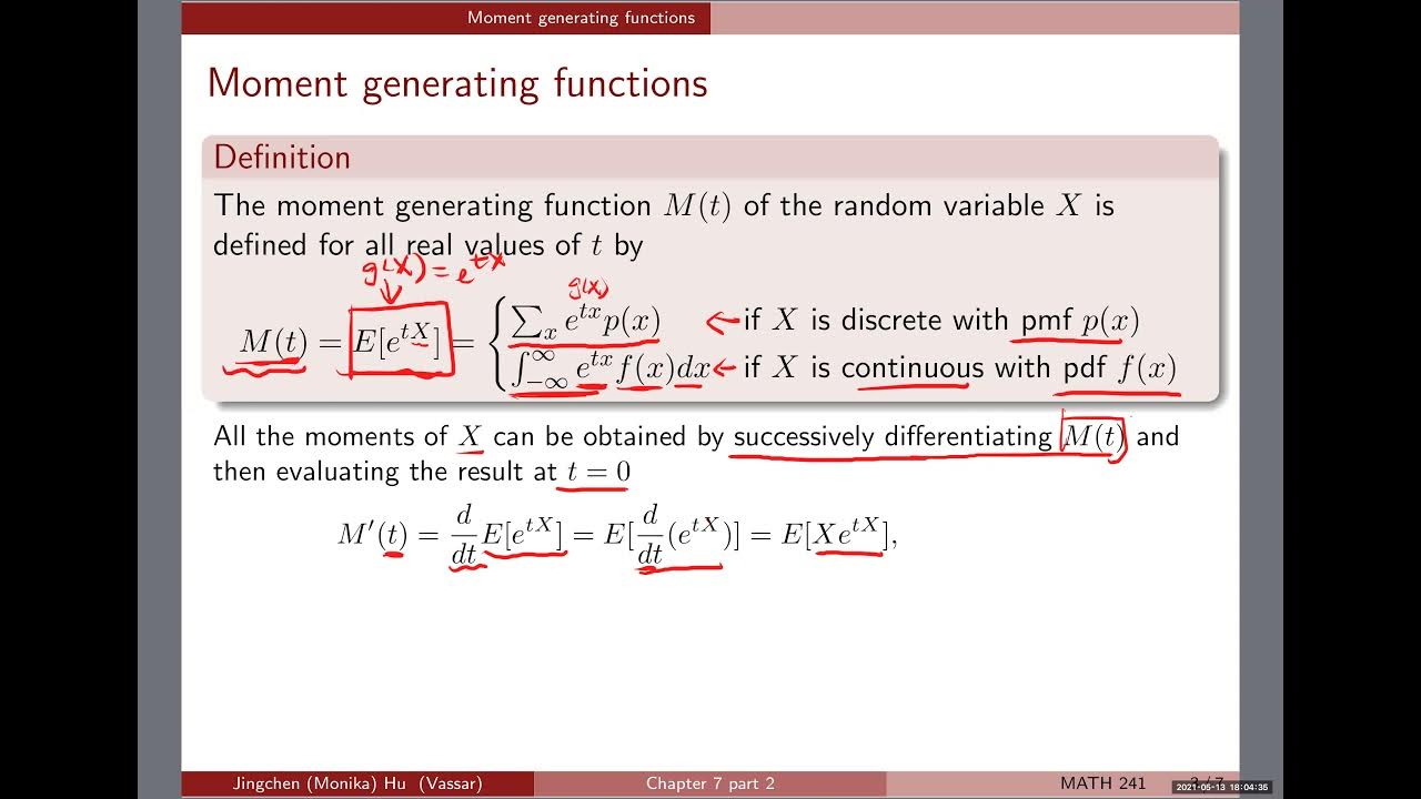 [Chapter 7] #7 Moment generating functions - YouTube