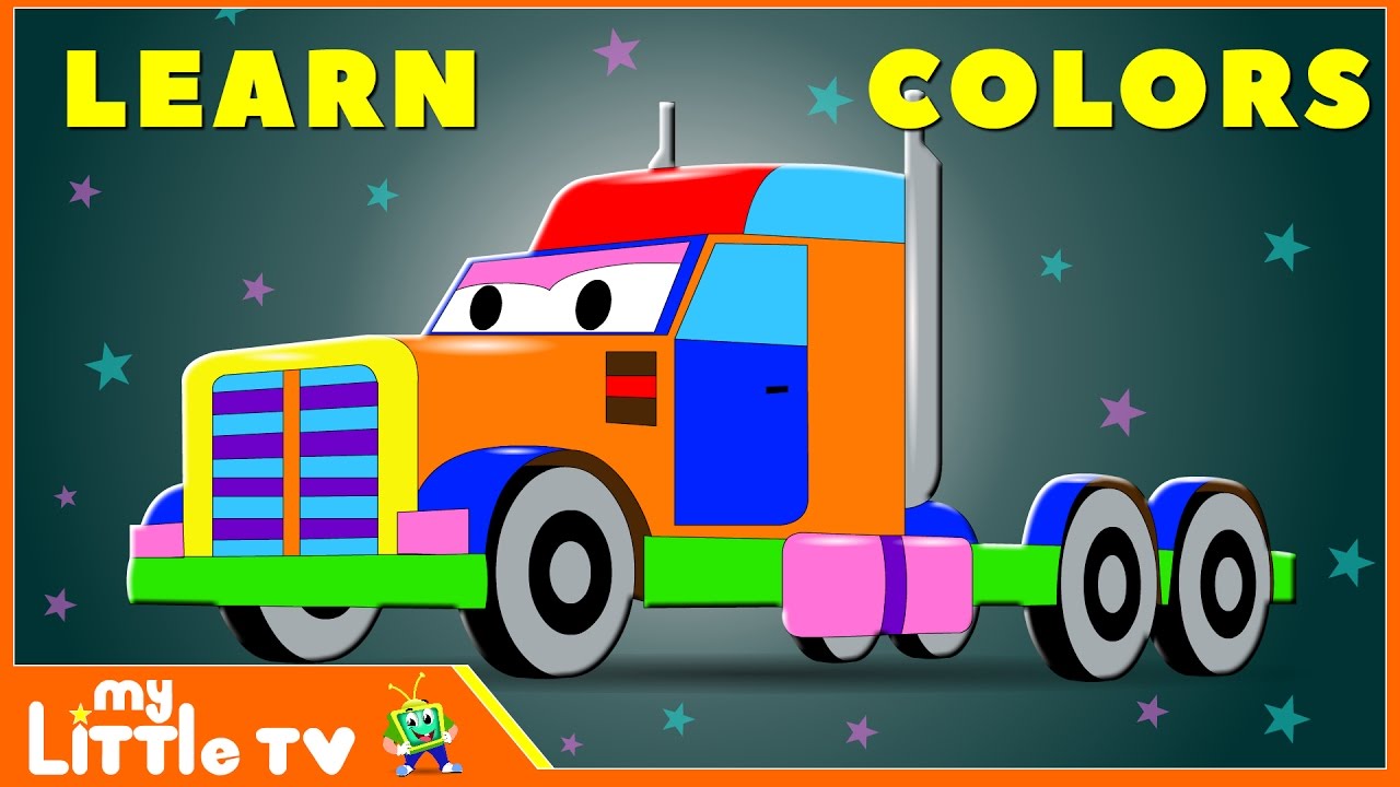 How to Draw Big truck with Crayons Colorings for Kids Learn Colors