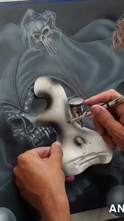 Evil Skull Jester Airbrush Painting