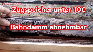 43 Spur N - Modelleisenbahn - Zugspeicher 2 Meter Länge unter 10€, abnehmbarer Bahndamm