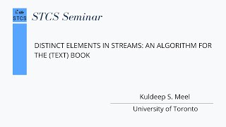 DISTINCT ELEMENTS IN STREAMS: AN ALGORITHM FOR THE (TEXT) BOOK