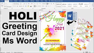 How to Make Holi Greeting Card Design in Ms Word Tutorial ! screenshot 3