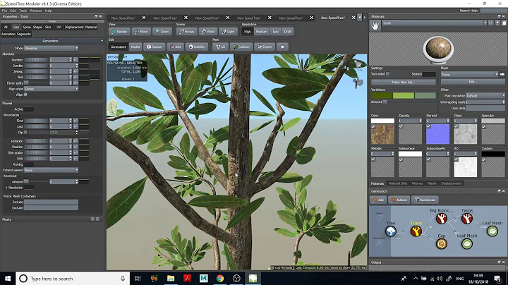 Make animated windy tree from scratch in SpeedTree and export it to your software