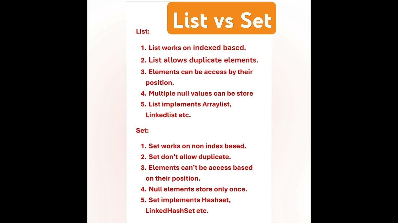 difference between list and set | Java interview questions and answers ...