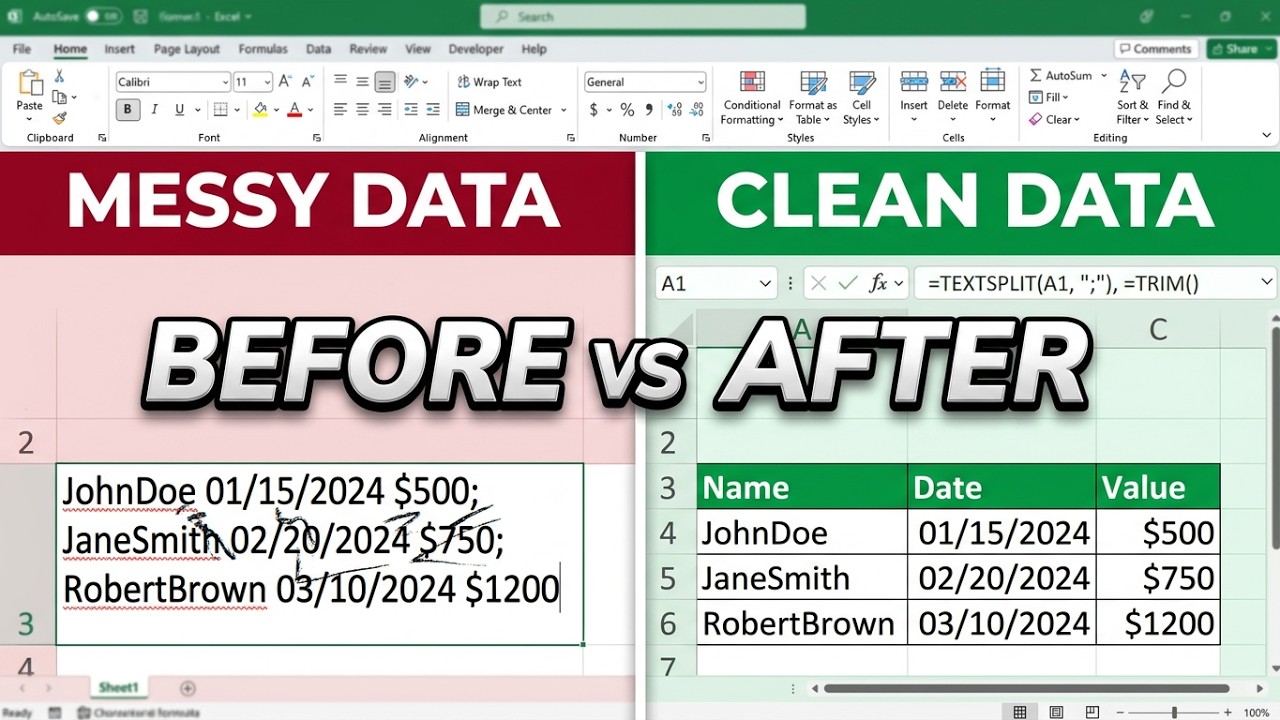 EXCEL TEXT FUNCTIONS: Clean Data Like a Pro! 🚀 - YouTube