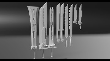 Final Fantasy: Cloud Strife Fusion Sword + Hardedge 3D time-lapse in Blender