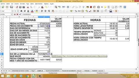Calc - Fechas y horas