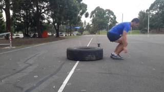 Tyre jump through push ups. Because why not