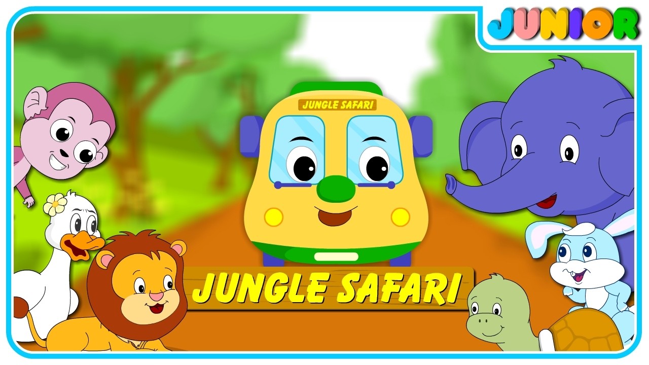 Wheels on the Bus | Going to the Forest (Jungle Safari) Wild Animals for Kids | Nursery Rhymes