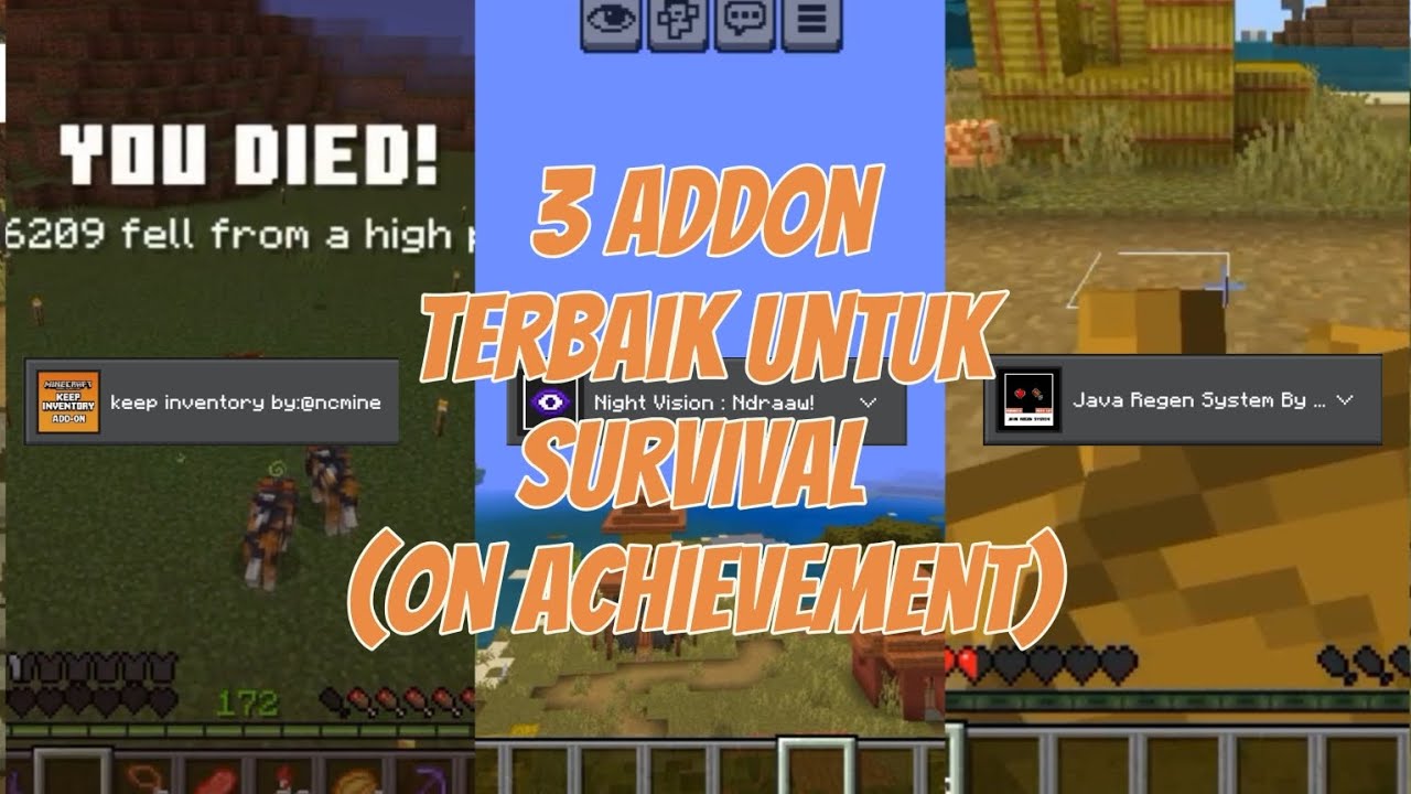 3 ADDON MCPE (ON ACHIEVEMENT) YANG BERGUNA UNTUK SURVIVAL SUPPORT MINECRAFT 1.21+ MEDIAFIRE DOWNLOAD