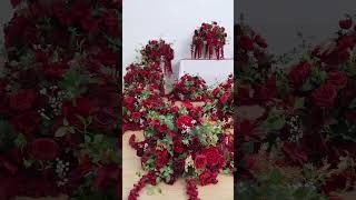 Burgundy Red and Green Leaf Woven Floral Ball Wedding Table Decoration Prop#wedding #flowers #rose