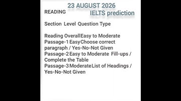 Thumbnail of READING PREDICTION FOR 23 AUGUST 2025 IELTS EXAM #ieltsguru #ieltsexam