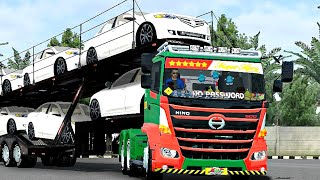 mod hino 500 trailer v2 angkut mobil || mod bussid terbaru