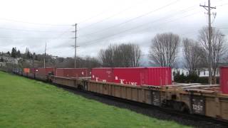 UP 4773 Leads A Stack Train @ Old Town Tacoma, WA w Canon HF11