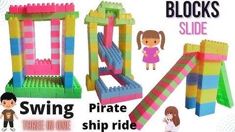 Swing/Slide/Pirate ship ride/How to make Swing with blocks/Building blocks for kids/Blocks toys\DIY
