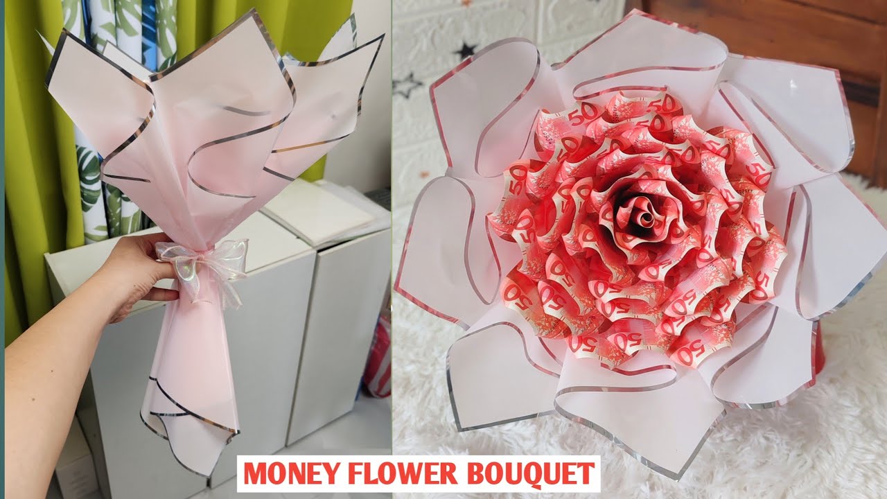 Money Flower Bouquet Easy Wrapping Tutorial #moneybouquet #moneyflower