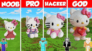 Hello Kitty Build Battle Challenge - Noob vs Pro vs Hacker vs God - Minecraft Animation