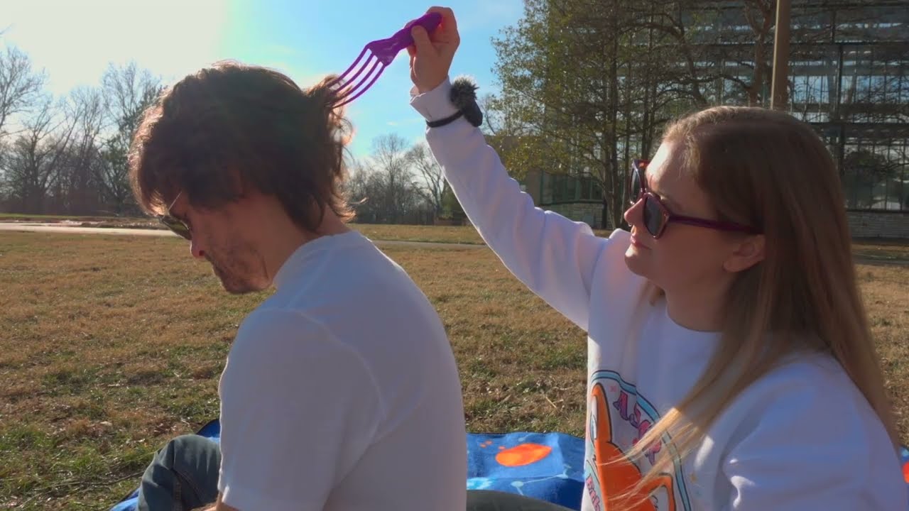 ASMR Back Scratching & Hair Brushing Outdoors | Couples Personal Attention - No Talking