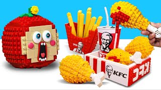 Lego Land of Food Mukbang KFC Chicken Fast Food Lego Ara  Apu في تحدي الوجبات السريعة المجنون