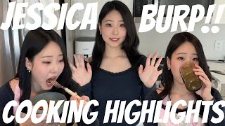 Jessica Cooking Shrimp Pasta And Burping