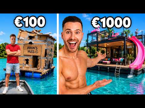 €100 vs €1000 BUILDING A HOUSE ON THE WATER! *Challenge*