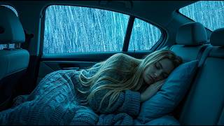 Heavy Rain and Thunder on Car at Night | Relax, Stop Overthinking and Sleep Fast in Storm