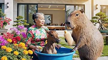 Capybara giúp bà tắm cho ngựa và cái kết #capybara