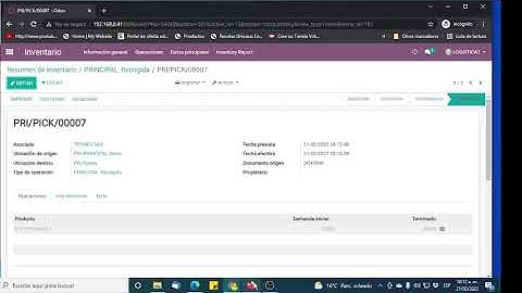 Inventario odoo Entrega a dos pasos