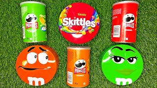 Satisfying Video | Learn Colors Unpacking & Mixing Color Candy in M&MS Boxes Pringles | Green ASMR