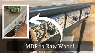 SIMPLE technique to turn any MDF into REAL wood Console Entry Table Makeover BEFORE &amp; AFTER