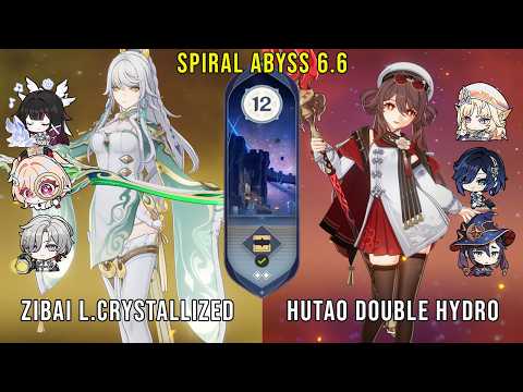 C0 Zibai Lunarcharged and C1 Hutao Double Hydro | Genshin Impact Abyss 6.6 Floor 12 9 Stars