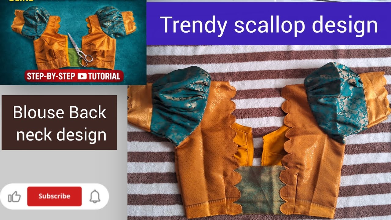 Part-2 scallop/Cutwork  Blouse Back Neck design stitching video. Trendy Blouse Neck design 