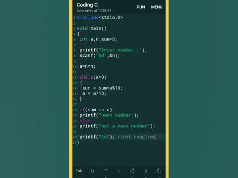Neon Number Program in C || #TUSHAR_TECH || #shorts - YouTube