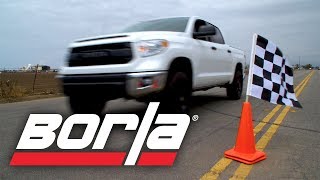 Hear and compare borla's cat-back™ touring exhaust against the stock
system of toyota tundra. tundra - 0:37 ex...