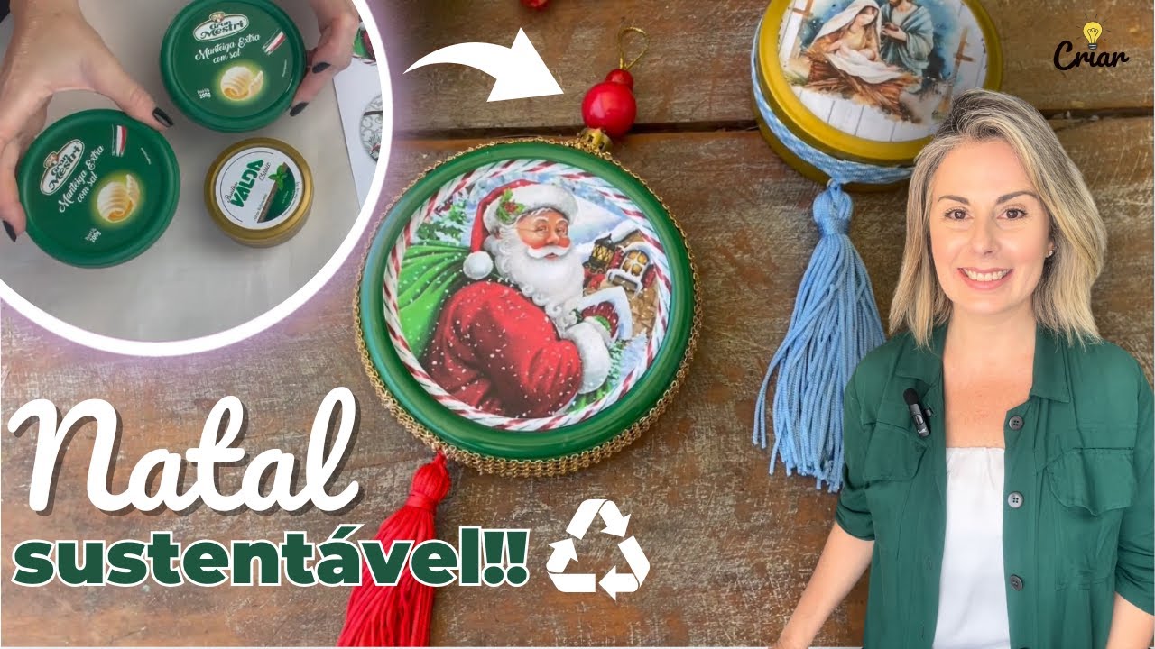 ENFEITES DE NATAL COM TAMPAS PLÁSTICAS | Natal sustentável e barato | Faça você mesmo!