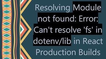 Resolving Module not found: Error: Can