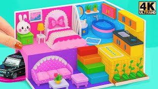 Make 4 Color Mini Dollhouse with 4 Room, Garden and Car Garage for Pet (EASY) ❤️ DIY Miniature House