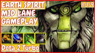 Earth Spirit 11/1/9 [MID LANE] [Gameplay DOTA 2 Turbo] 7.34