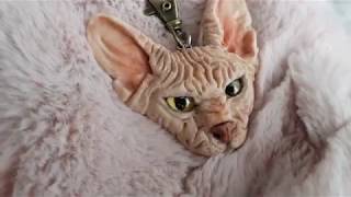 Брелок кот сфинкс из полимерной глины | sphynx cat from polymer clay diy