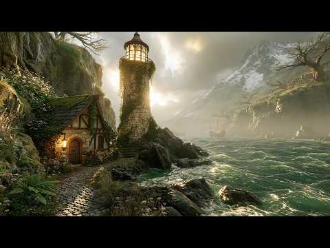 The Lonely Lighthouse of Eldoria | Peaceful Medieval Fantasy Music & Coastal Ambience