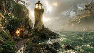 The Lonely Lighthouse of Eldoria | Peaceful Medieval Fantasy Music & Coastal Ambience