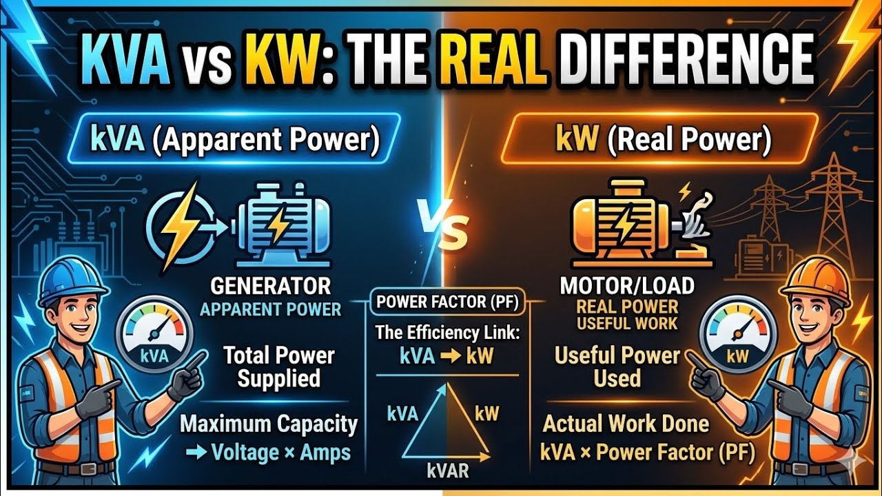 What is the difference between kW and kVA|Real Power & Apparent Power ...