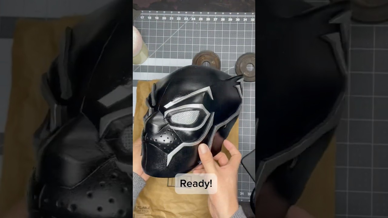 Adding mesh to my Black Panther mask #CosplayDIY #BlackPanther #MaskMaking #marvelcosplay